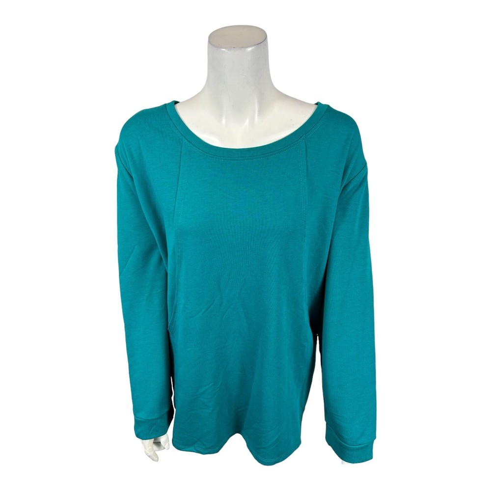 Fit 4 All by Carrie Wightman Seamed Pullover with Pockets Turquoise 2X Size